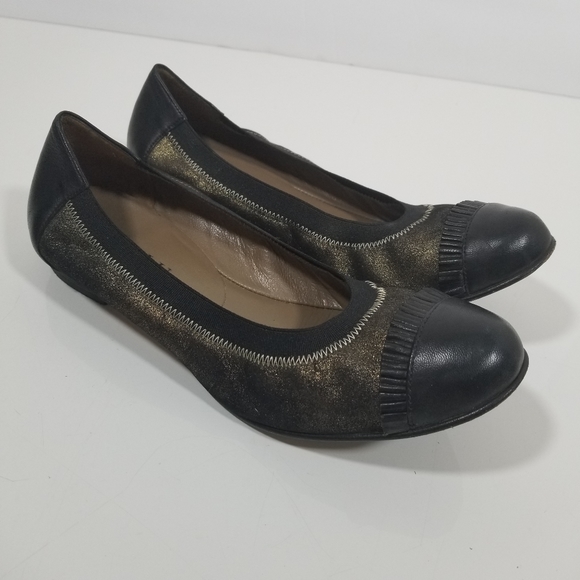 Anyi Lu Cate Metallic Flecked Leather Cap Toe Flat - Picture 1 of 8